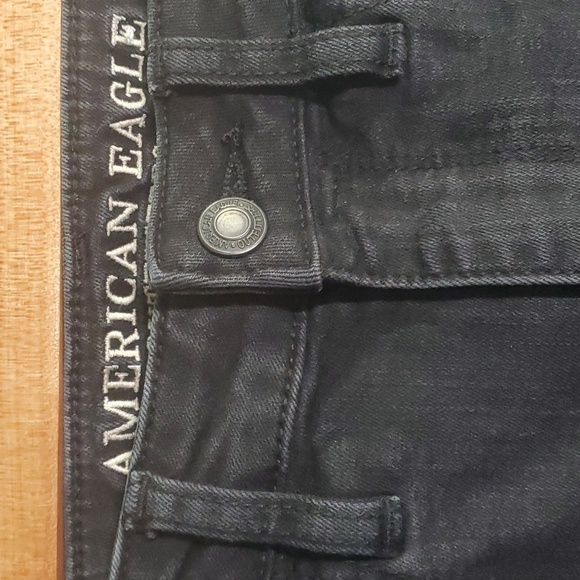 American Eagle jeans women's sz 6 black ripped holes knees super hi-rise jegging - Picture 5 of 12